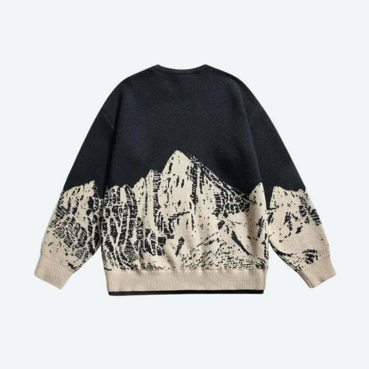 Vintage Mountain Knitted Sweater - Y2K Style for Trendy Outdoor Fashion Enthusiasts