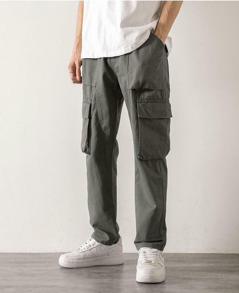 Vintage Y2K Style Straight Leg Cargo Pants with Multi Pockets - Embroidered & Camo Options