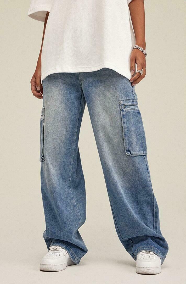 Washed Baggy Orange Cargo Jeans for Y2K Fashion - Trendy 2025 Outfits & Party Style