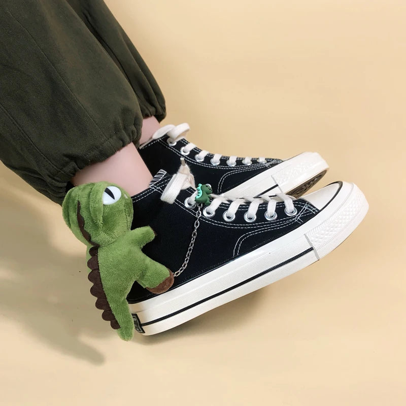 Weirdcore Dinosaur Canvas Shoes for Y2K Style Outfits - Trendy Grunge Footwear for 2025