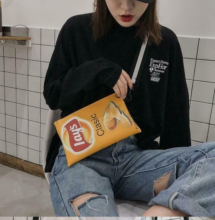 Weirdcore Lays Chips Crossbody Bag - Trendy Y2K Fashion Accessory for Asian Aesthetic Lovers