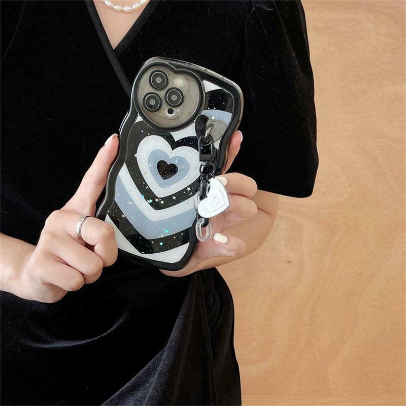 Y2K Chain Heart iPhone Case - Trendy Korean & Asian Y2K Fashion Accessory for Style Lovers