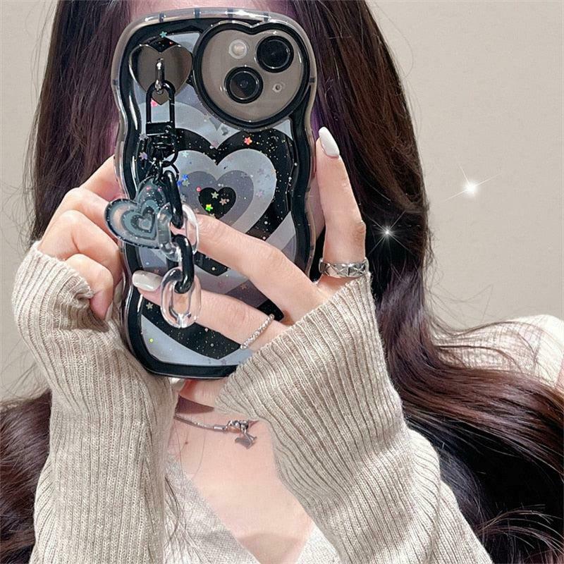 Y2K Chain Heart iPhone Case - Trendy Korean & Asian Y2K Fashion Accessory for Style Lovers