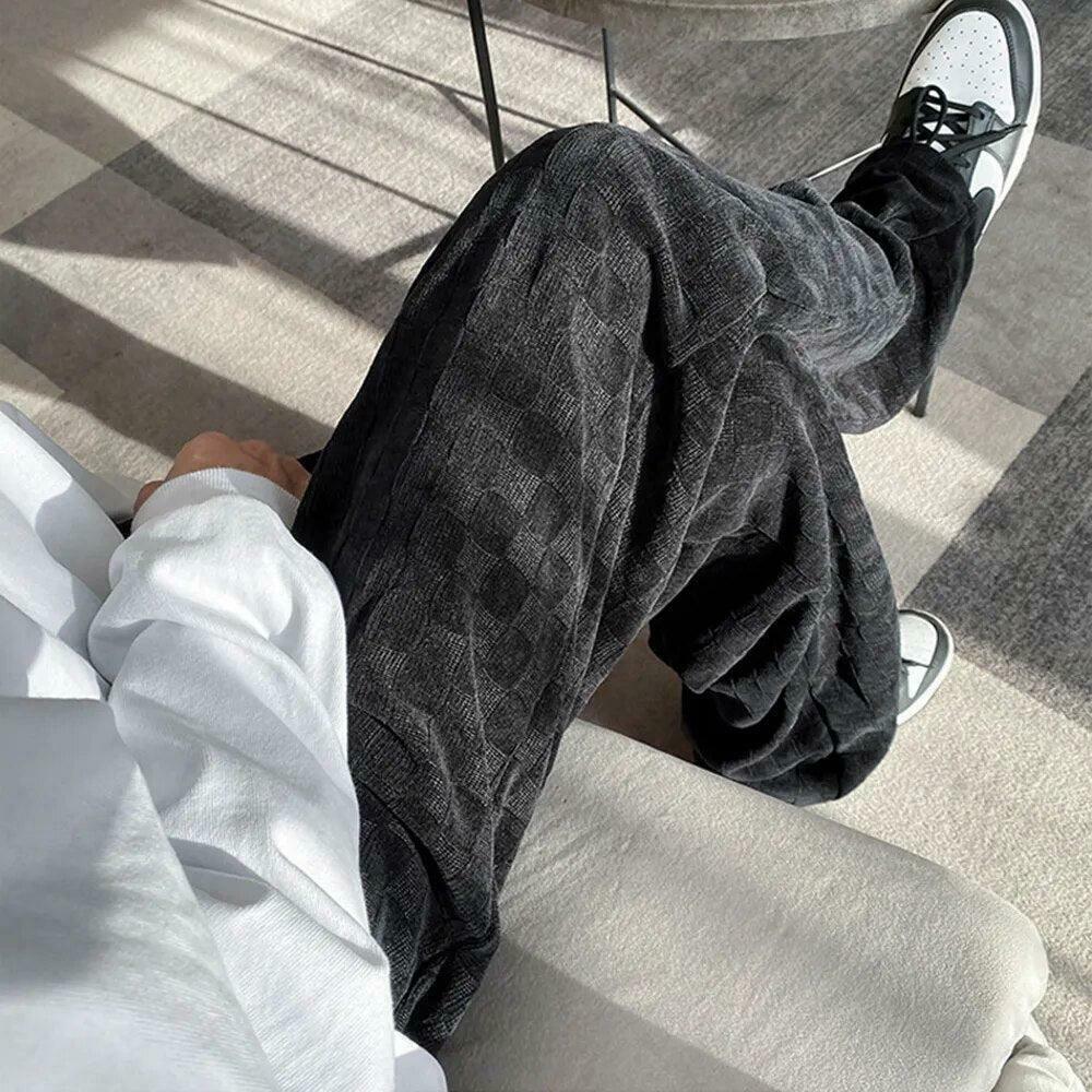 Y2K Checkered Elasticated Sweatpants for Trendy Street Style - Must-Have Y2K Clothing