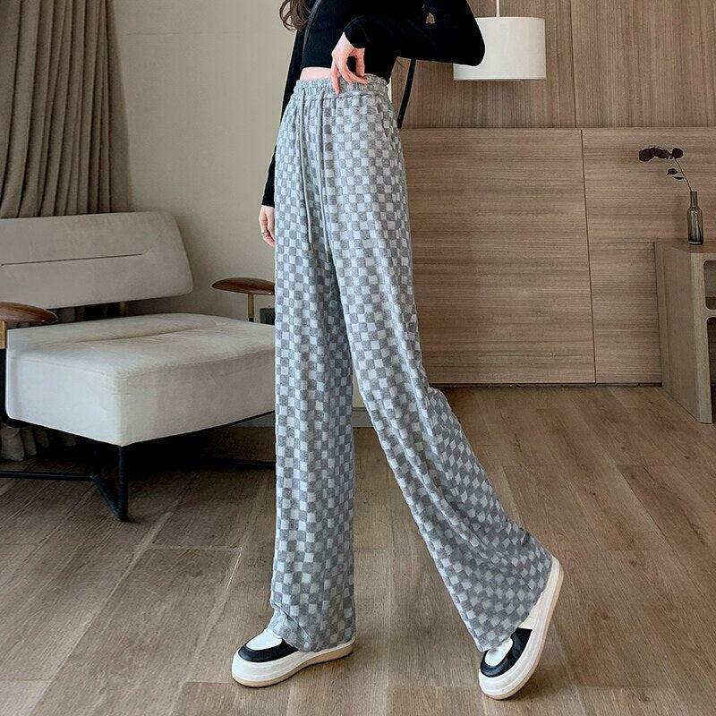 Y2K Checkered Sweatpants for Trendy Outfits | Stylish 2024 Y2K Fashion Must-Have