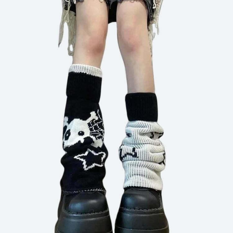 Y2K Grunge Reversible Leg Warmers for Trendy Outfits - Versatile Fashion Accessory