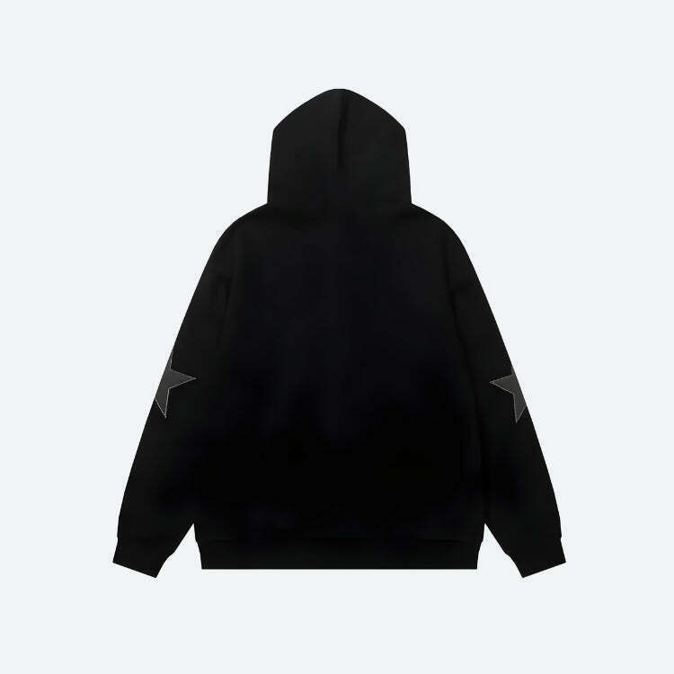 Y2K Star Patch Zip-Up Hoodie - Trendy Korean Fashion for Stylish Star Lovers