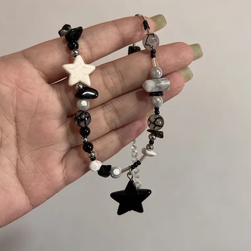 Y2K Star Pendant Beaded Necklace - Trendy Beaded Jewelry for Stylish Looks